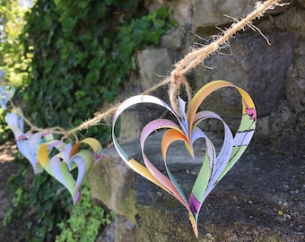 Oh The Places You'll Go-Paper Heart Garland-8ft-Graduation Decor-Dr Seuss-Heart Bunting-Wedding Decor-Wedding Garland-Bunting-Book Garland