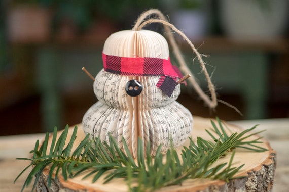 Christmas Ornament Snowman Book Themed Holiday Gift Book Club
