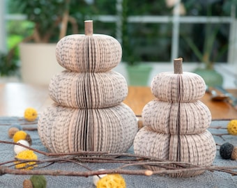 Pumpkin Stacks Fall Decor Minimalist Centerpiece Halloween Table-Upcycled Bookish Gift