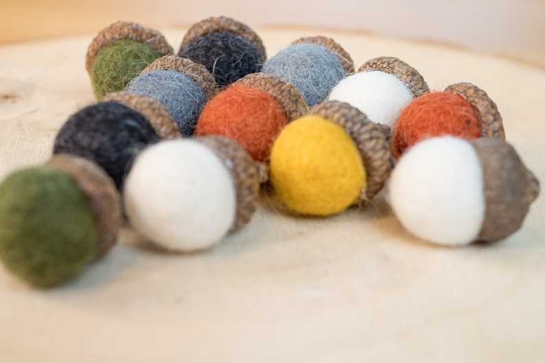 Set of 12 Felt Acorns-Fall Decor-Thanksgiving Table Decor-Felt Balls-Bowl Fillers-Felt Ball Decorations-Felt Acorn Ornaments-Autumn Decor image 9