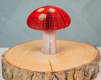Handmade Book Page Mushroom Decor: Red Fall Decor