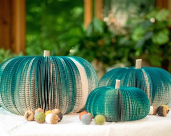 Dark Teal Book Pumpkins-Fall Decor-Thanksgiving Table Decor-Halloween Decor-Thanksgiving Decor-Fall Pumpkin-Autumn Decor