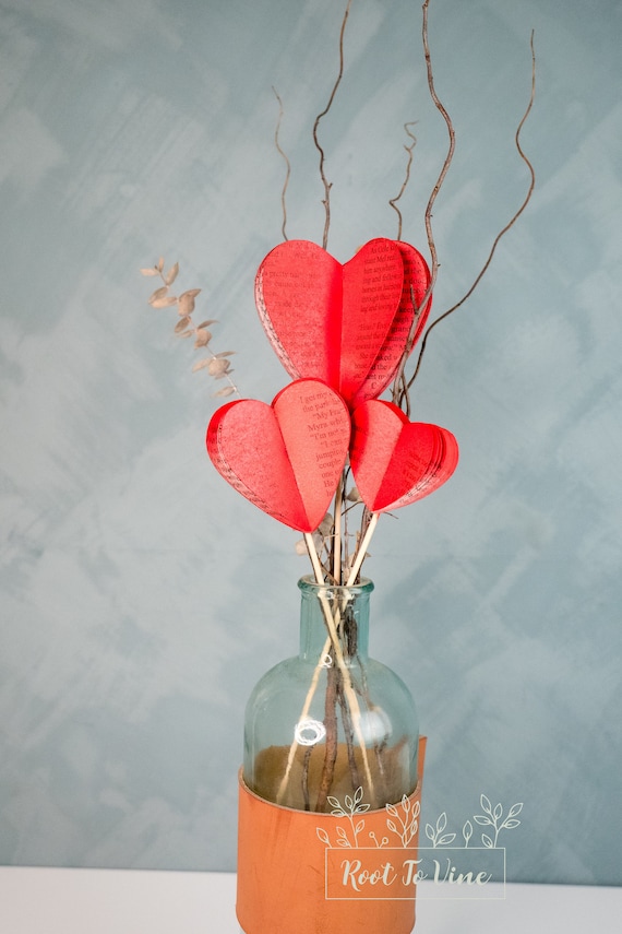 Paper Anniversary Gifts Literary Themed Heart Decor Valentines Day Vase Filler