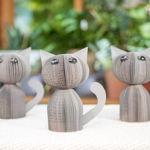 Gray Cat-Cat Decor-Cat Shelf Sitter-Cat Lover Gift-Book Gift-Upcycled Decor-Cute Cat Gift-Christmas Gift under 30-Cat Desk Decor