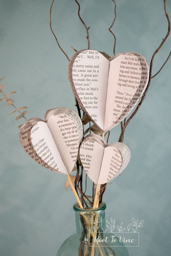 Paper Anniversary Gift Heart Stem for Mothers Day Gift for her under 20 Valentines Day