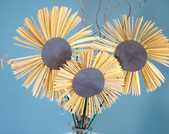 Paper Flower Vase-Sunflower-Mothers Day Gift-Gift for Her-Home Decor-Bud Vase-Centerpiece Vase-Recycled Home Decor-Gift for Mom-Book Decor