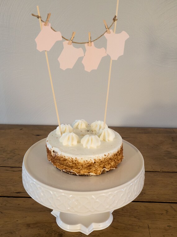 Cake Topper Baby Shower Decor Pink Onesie Birthday Party Book Themed
