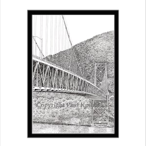 Bear Mountain Bridge, Pen and Ink Print