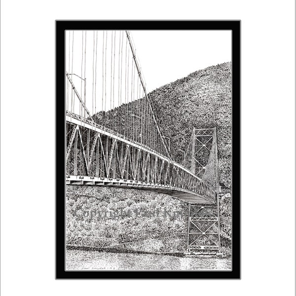 Bear Mountain Bridge, Pen and Ink Print