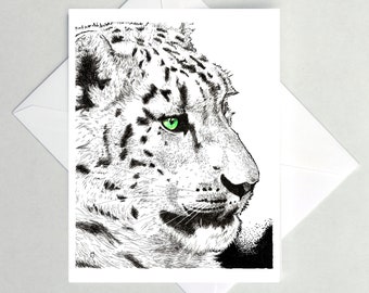 Tarjetas con notas de leopardo de las nieves