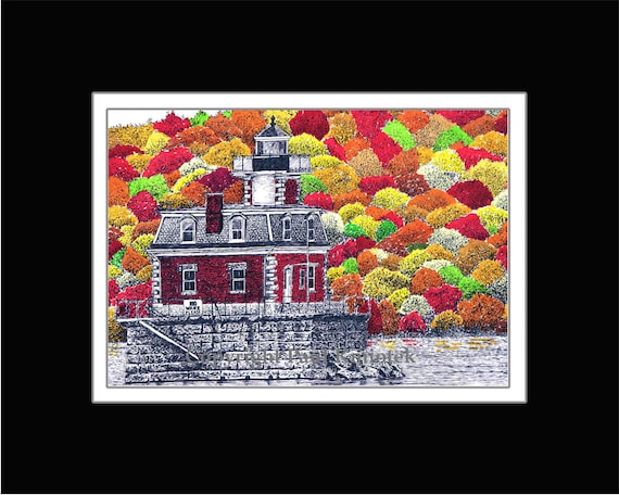 Hudson Note Card Matted Pen and Ink Olana Print Catskills Frederick Church