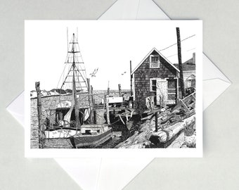 Nantucket Wharf Note Cards