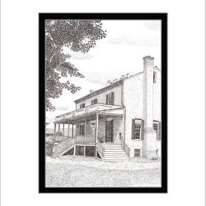 Thomas Cole House, Hudson River, Pen and Ink Print
