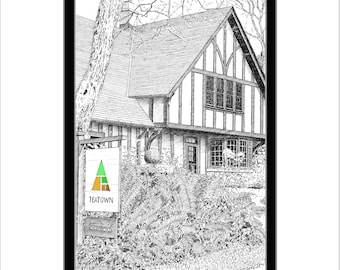 Teatown Lake Reservation, Pen and Ink Print, Ossining, New York