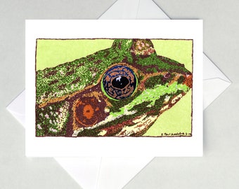 Tarjetas con notas de rana verde