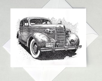 1937 Oldsmobile Note Cards, "Old Blue"