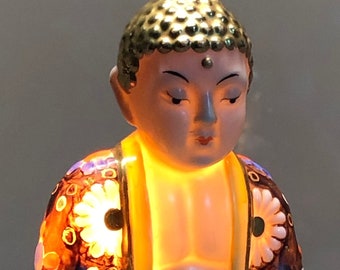 Antigua lámpara de cerámica grande, Buda, quema perfume, come perfume, art déco, Alemania