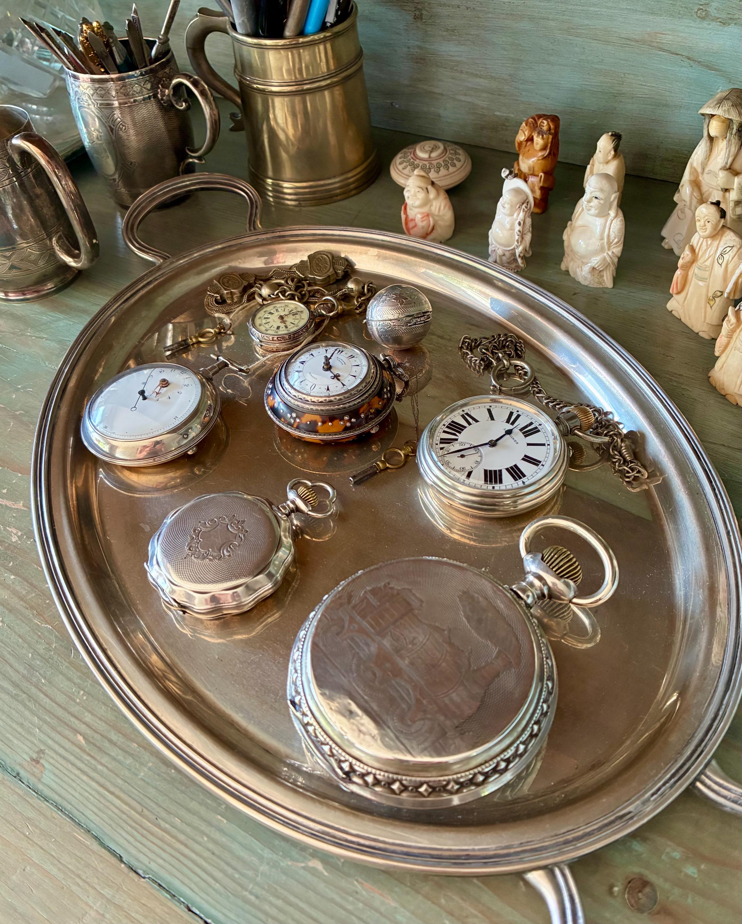 Pocket Watch, Hebdomas, 8-day Movement, Sterling Silver Case