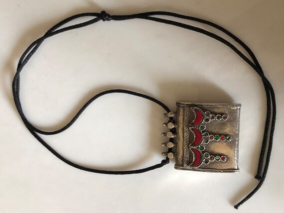 Antique Silver Amulet Pendant | Early 1900s Middle Eastern/Indian Ritual Relic Holder | Travel Relic Necklace | Collectible Silver Object View 2