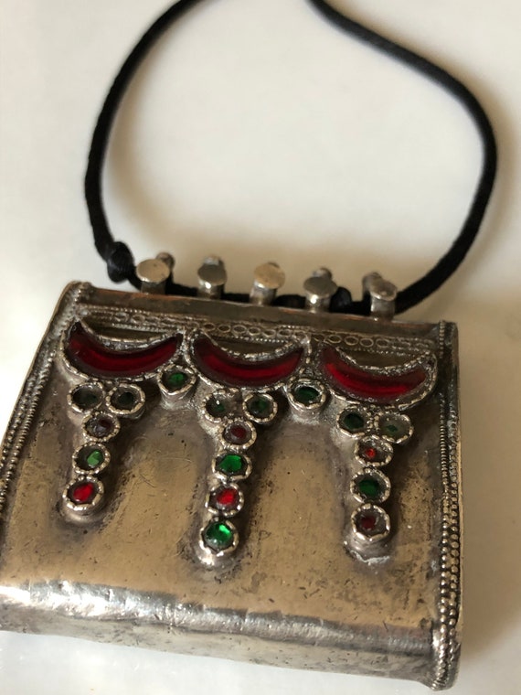 Antique Silver Amulet Pendant | Early 1900s Middle Eastern/Indian Ritual Relic Holder | Travel Relic Necklace | Collectible Silver Object View 3