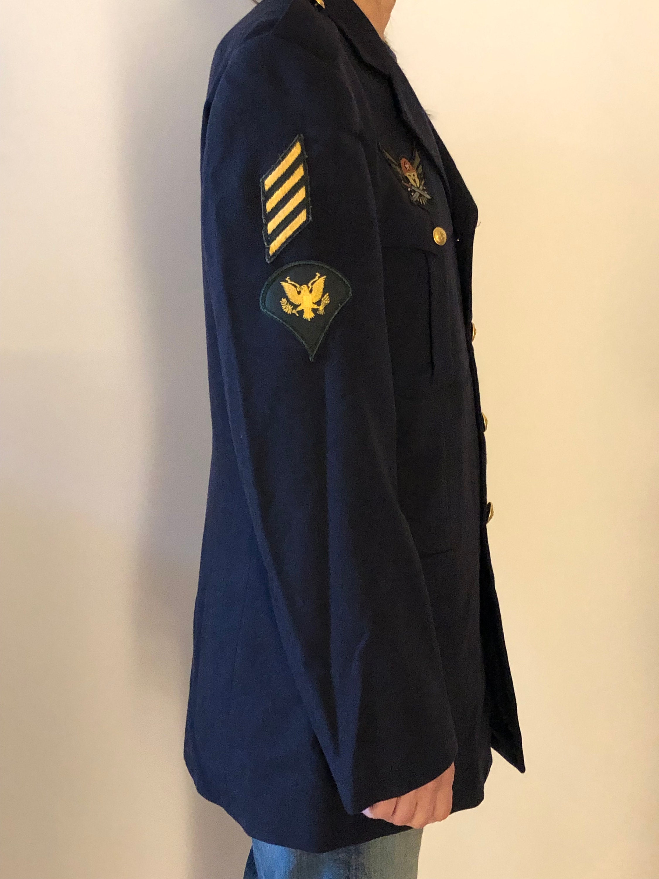 イタリア空軍軍服ジャケット、ネイビーブルー、金ボタン、60年代