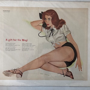 Pin up serigrafia originale anno ‘50, firmata Al Moore, inserto del magazine Esquire, telata sul retro, no pixel