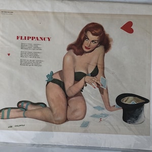 Pin up, stampa originale anni ‘50, firmata Al Moore, no pixel, no riproduzione, telata sul retro, Esquire magazine