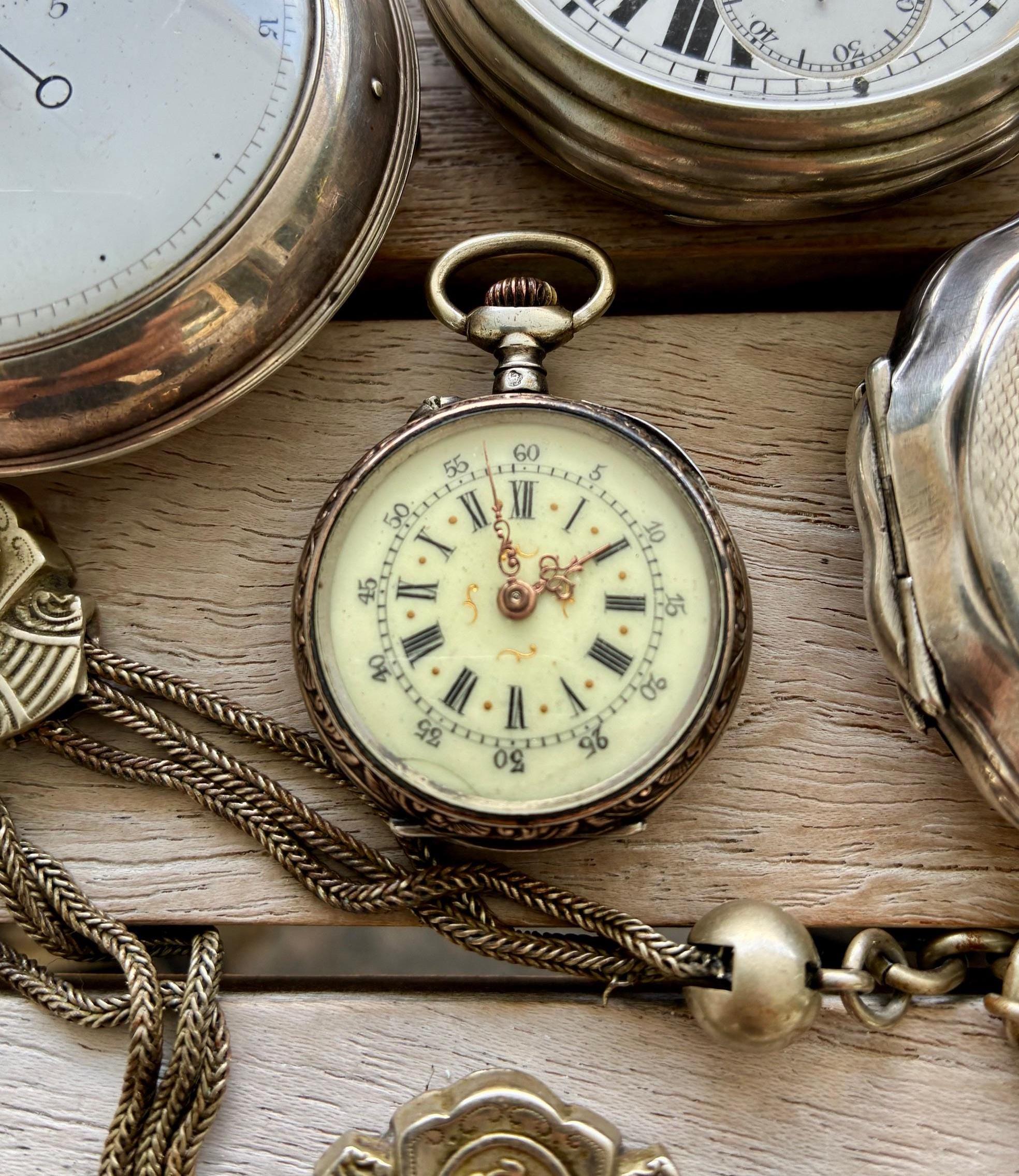 Antique Silver Pocket Watch With Rose-gold Engraved Back – 19th C