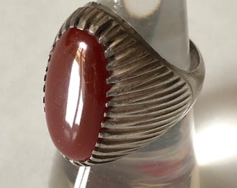 Silver and carnelian ring, Afghanistan, nomads, Berber, Tuareg, North Africa, mid-20th century vintage