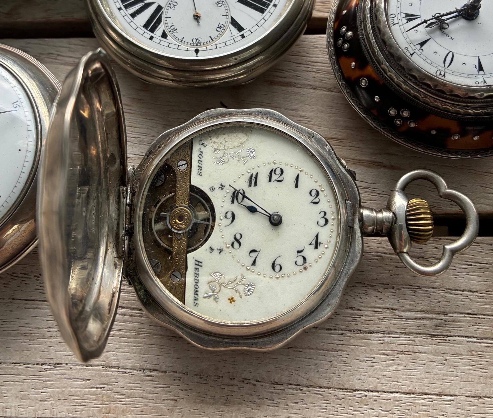 Pocket Watch, Hebdomas, 8-day Movement, Sterling Silver Case