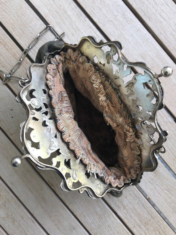 バッグ 19th Antique Purse Bag Antique 19th Century Steel Embroidered Leather Purse