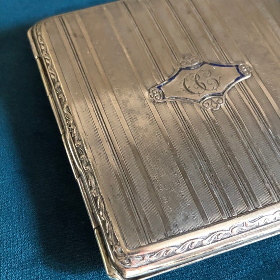 Cigarette Horder, Business Card Holder, Silvered Alpacca, Early 1900s,  Italy