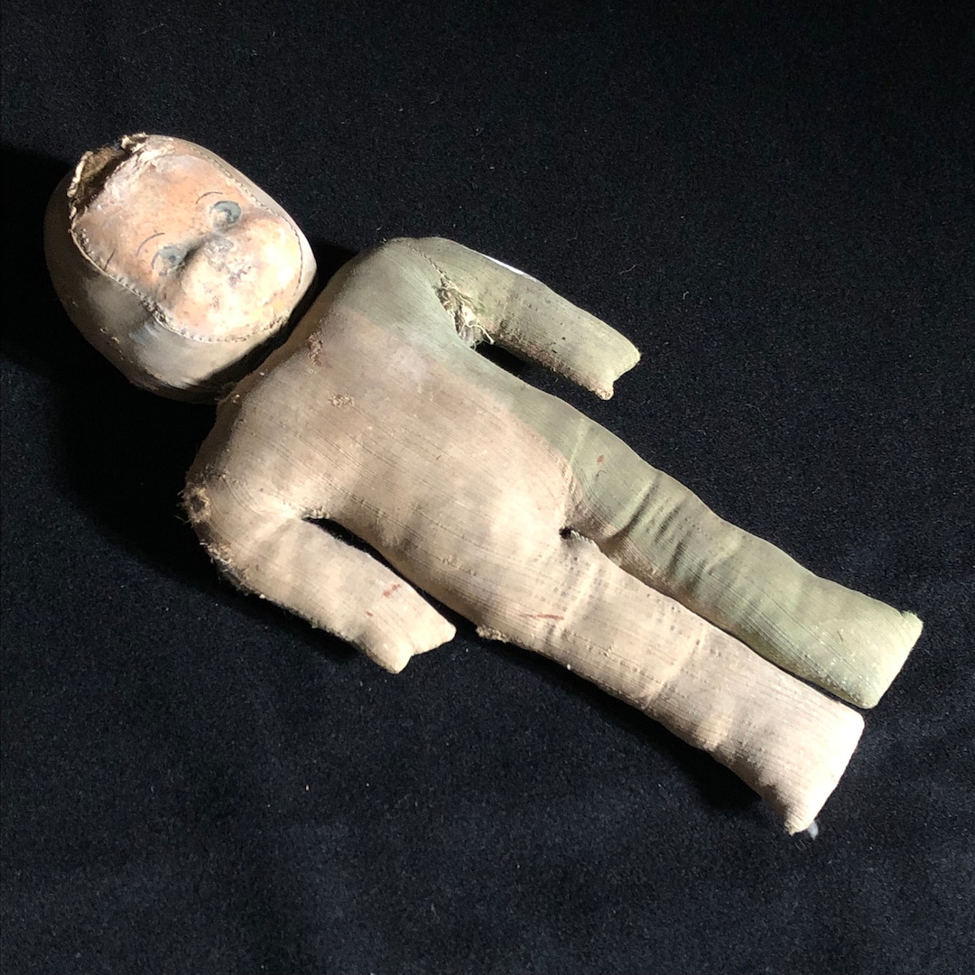 Antique Doll in Papier Machè, Stuffed With Straw, 19th Century, Italy