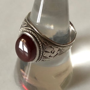 Ethnic Vintage Afghan Silver & Carnelian Ring, mid 20th cen, Nomad Jewelry, Boho Tribal jewelry, Handmade Statement Band
