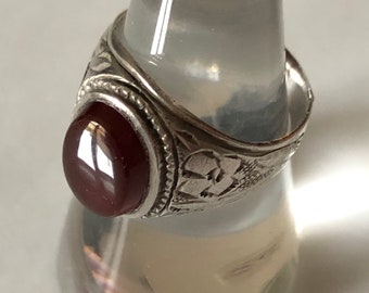 Silver and carnelian ring, Afghanistan, mid-20th century vintage