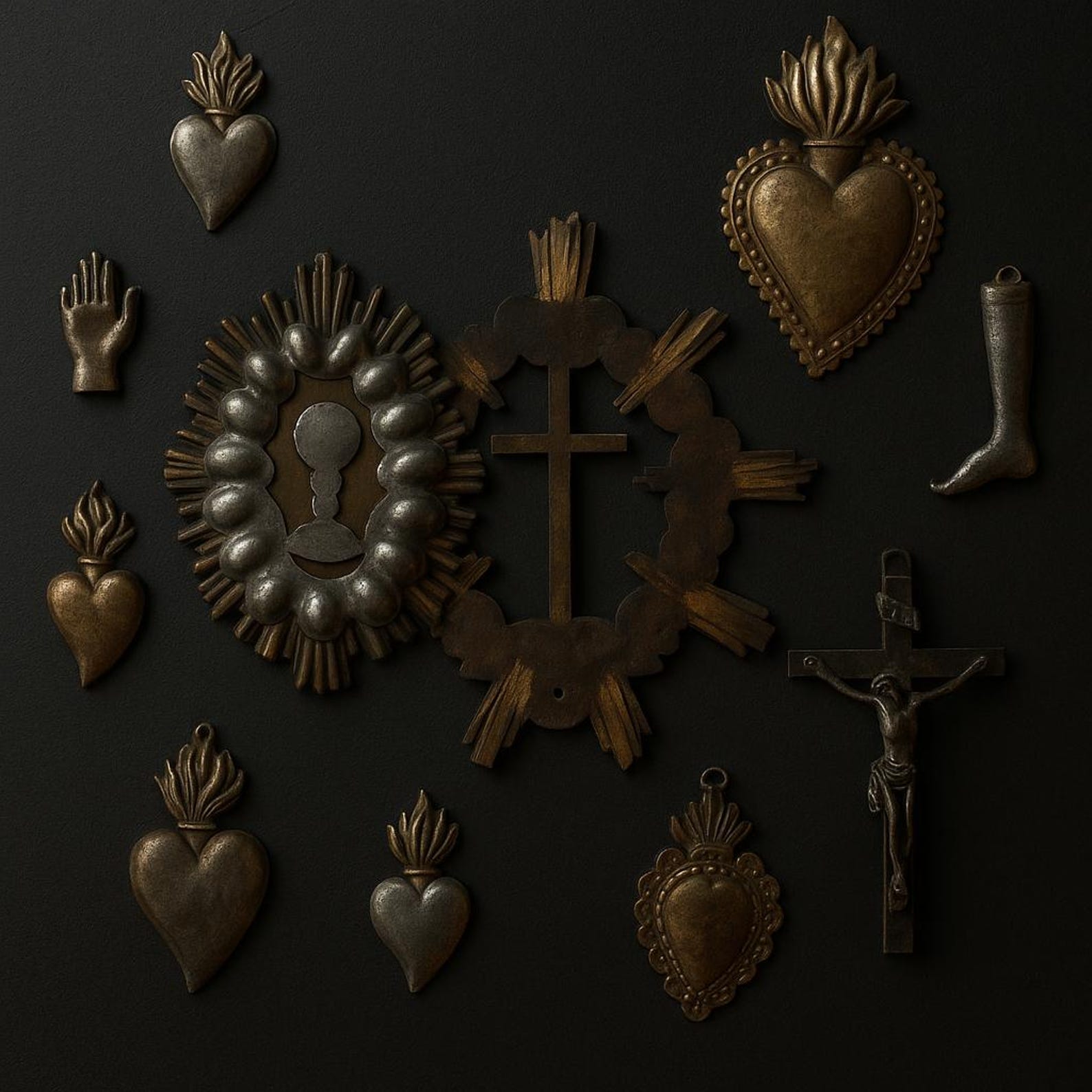 Catholic Processional Finial Plaque, Decorative Metal Devotional Object ...