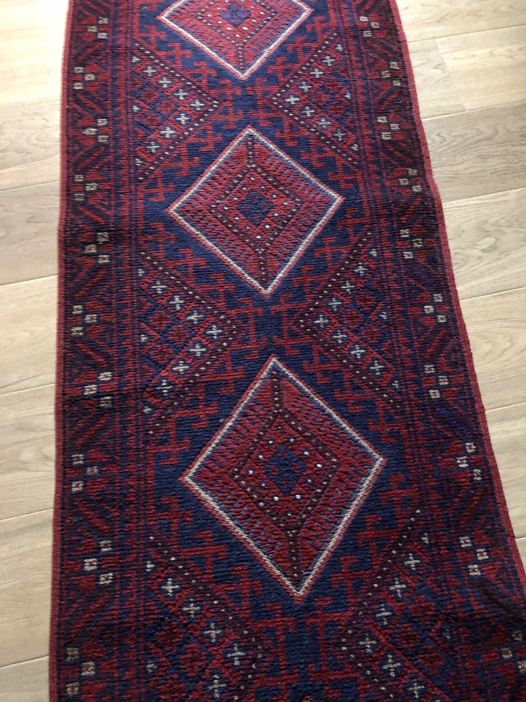 Afghan Long Runner Rug, Kelim, Top Quality, 100% Wool, Blue, Burgundy ...