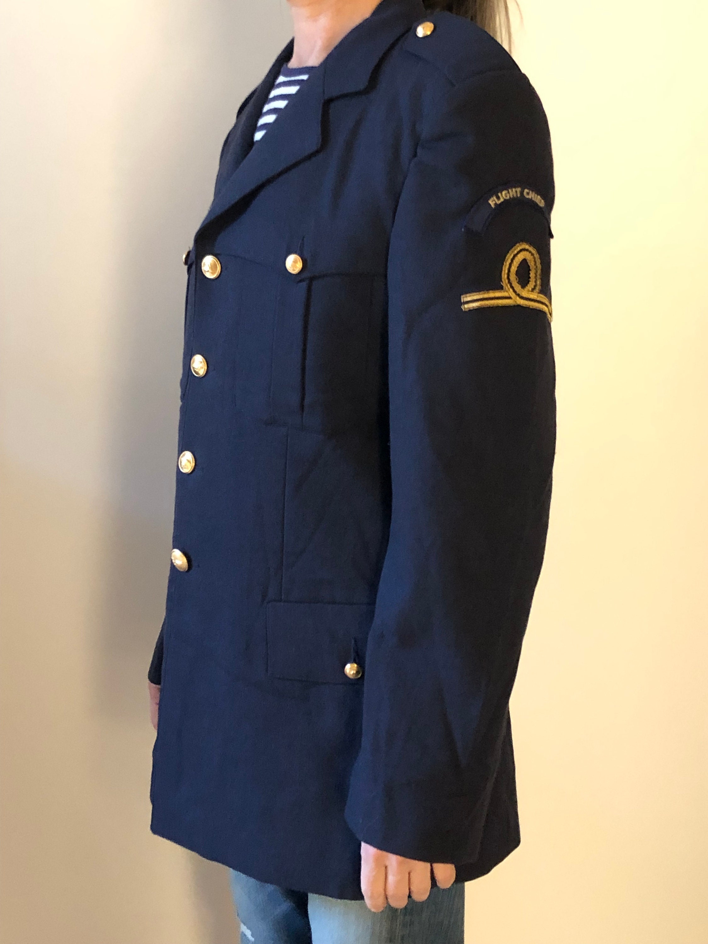 イタリア空軍 短丈ジャケット70s イタリア空軍軍服ジャケット、ネイビーブルー、金ボタン、60年代