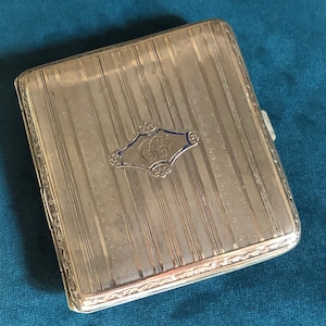 porta sigarette o porta biglietti da visita, alpacca argentata, monogramma CC, primi del'900, Italia