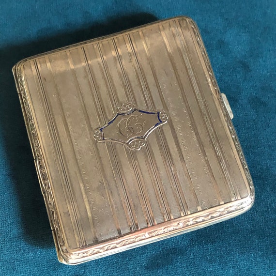1900s cigarette holder Cigarette Horder, Business Card Holder, Silvered Alpacca, Early 1900s,  Italy