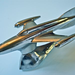 Chrome Rocket Jet, hood ornament, mascot, Art Deco, vintage 1940s 1950s Mercury, USA