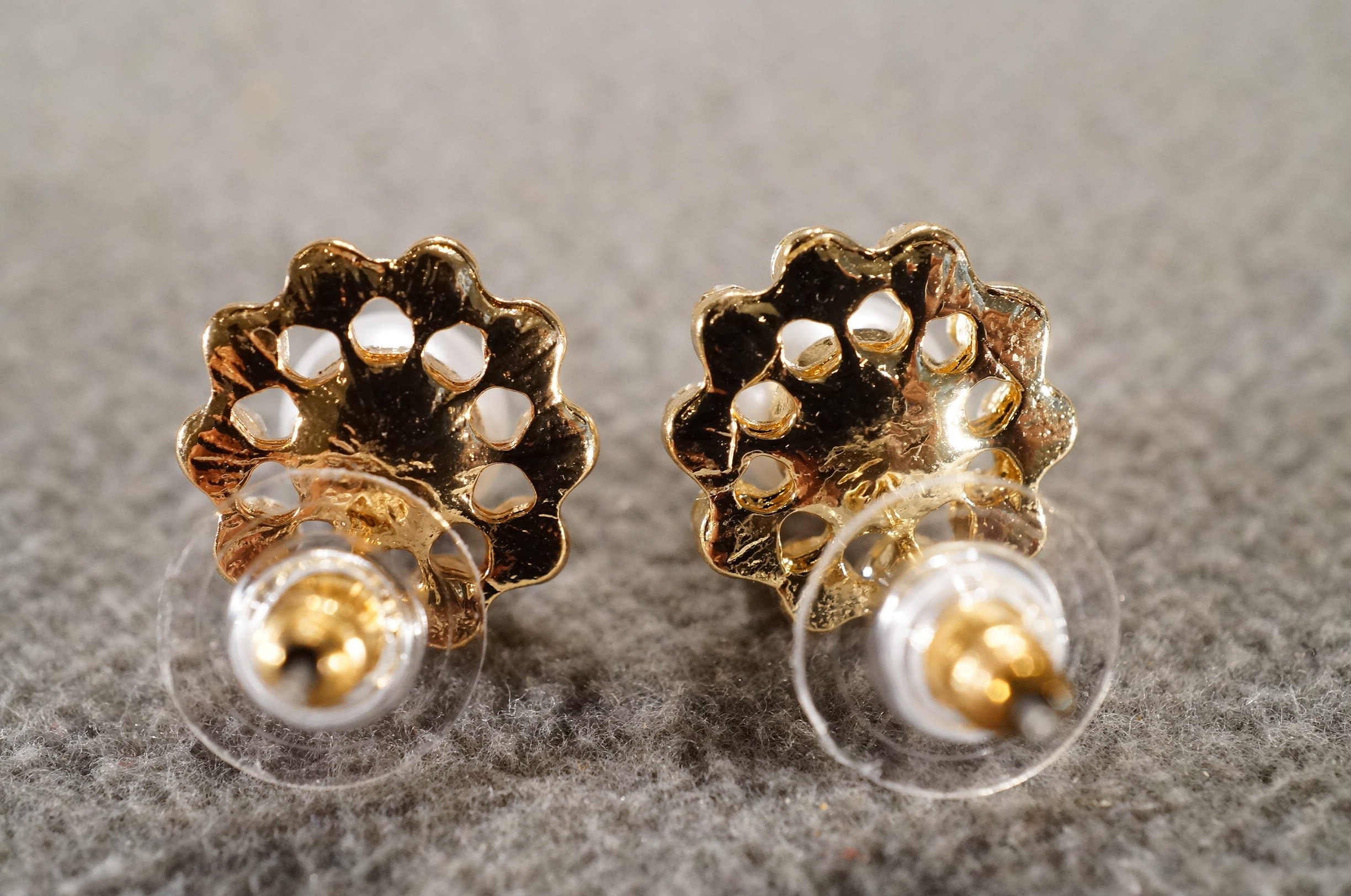 Vintage Art Deco Style Yellow Gold Tone Rhinestone Glass