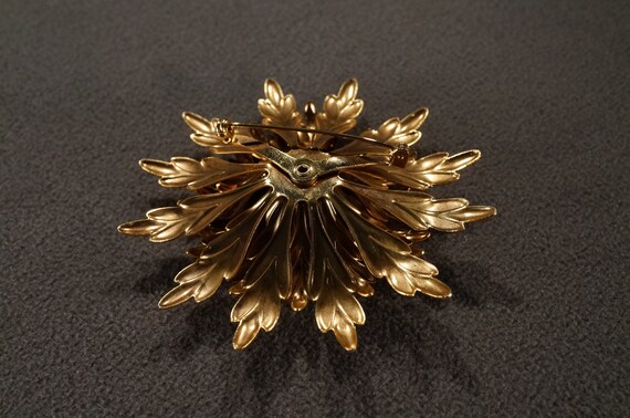 Vintage Art Deco Style Yellow Gold Tone Enameled Floral