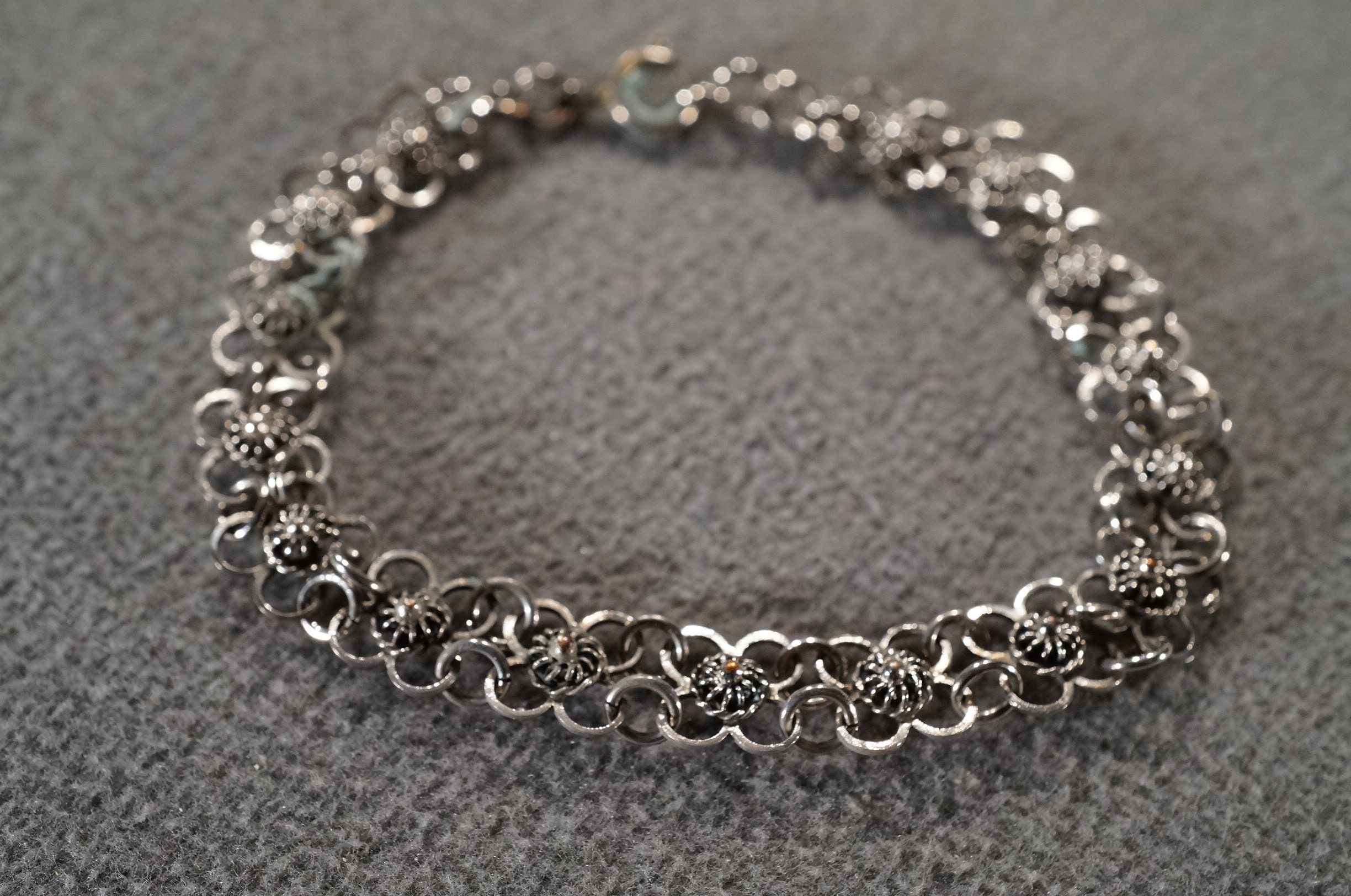 アクセサリー vintage silver925 design bracelet Vintage Handmade 925 Sterling Silver Lucky Flower Bracelet