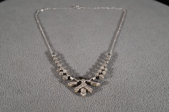 Vintage Art Deco Style Silver Tone Rhinestones Bl… - image 4