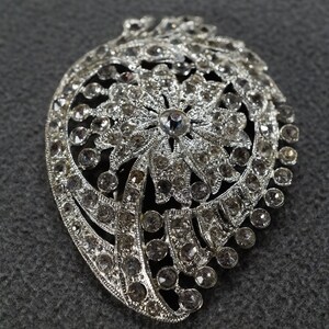Vintage Art Deco Style Silver Tone Rhinestone Glass Stone