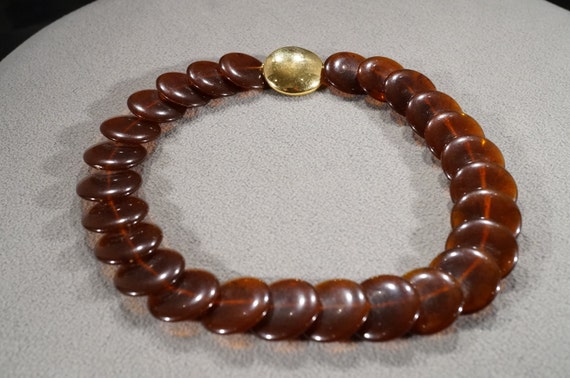 Vintage Art Deco Style Lucite Faux Tigers Eye Yel… - image 1