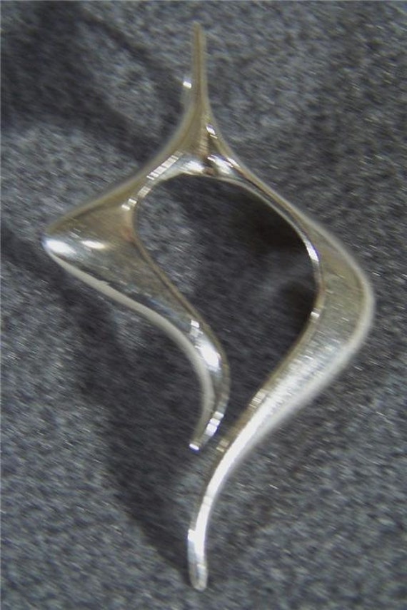 Vintage Big Wide Sterling Silver Swirled Pendant … - image 1