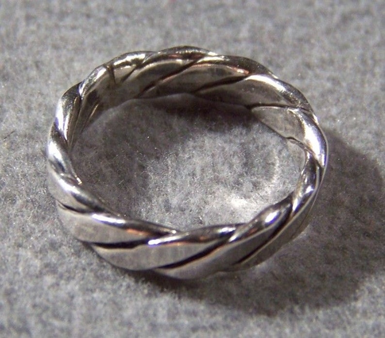 Vintage Sterling Silver Braid Design Eternity Wedding Band Ring, Size 7 Jewelry **RL image 2