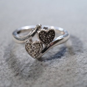 vintage silver ring 欠けたハート Vintage Sterling Silver Fashion Ring With Staggered Hearts